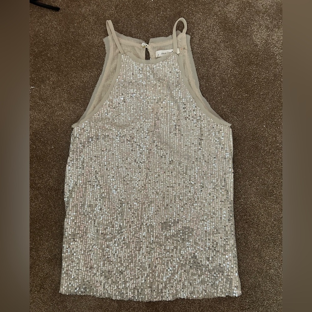 Silver Sequin Sleeveless Top